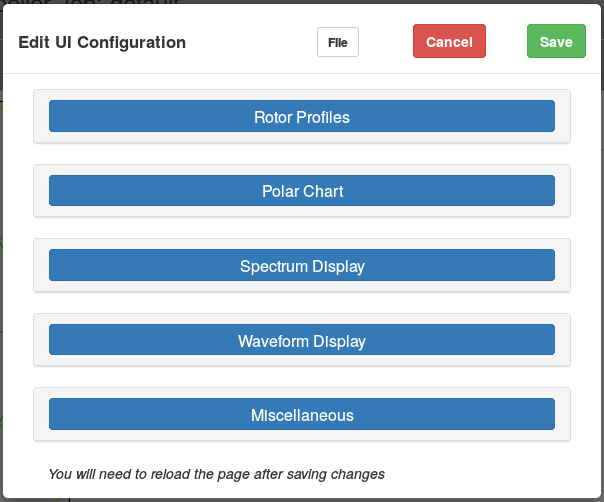 UI configuration dialog