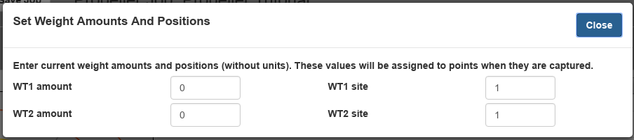 Set Weight Amounts And Positions Dialog